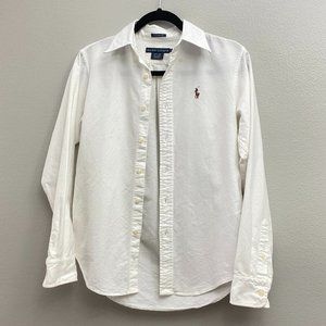 Ralph Lauren Classic Fit Oxford Shirt Womens Size 2 Business Casual Dress Shirt